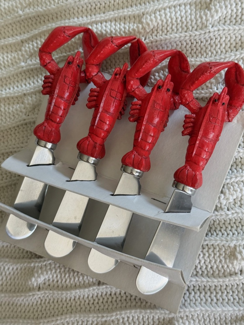 Boston Warehouse Lobster Handle Spreader Knife Set. Stainless Steel. 1999. NWOB
